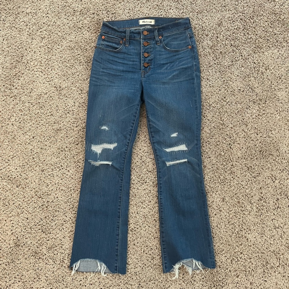 Madewell Cali Demi-Boot High-Rise Flare Distressed Women’s Jeans - Blue